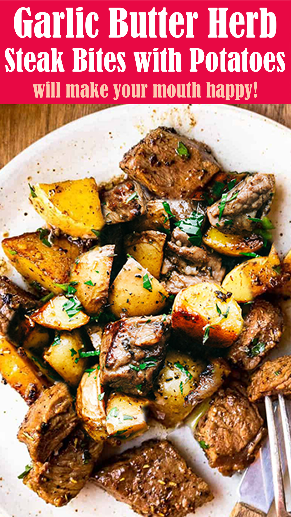 Garlic Butter Herb Steak Bites with Potatoes Recipe