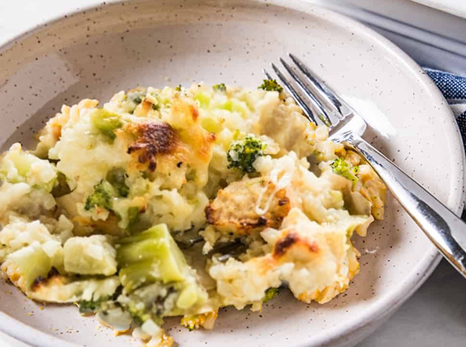 Cheesy Broccoli Cauliflower Rice Chicken Casserole
