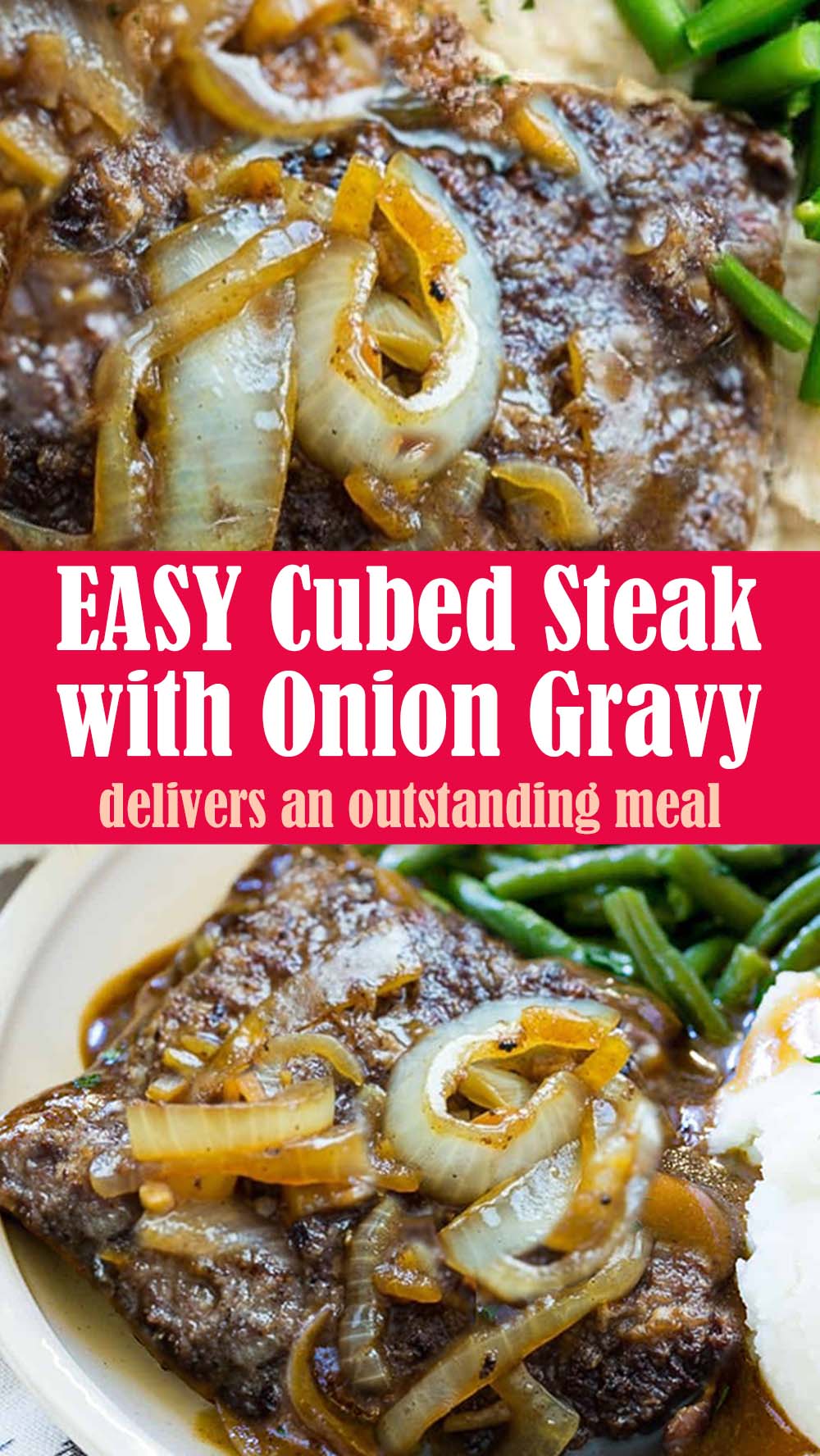 EASY Cubed Steak with Onion Gravy