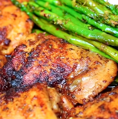 Garlic Butter Chicken and Asparagus Recipe with VIDEO