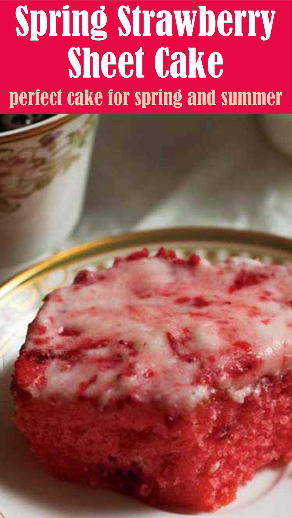 EASY Spring Strawberry Sheet Cake